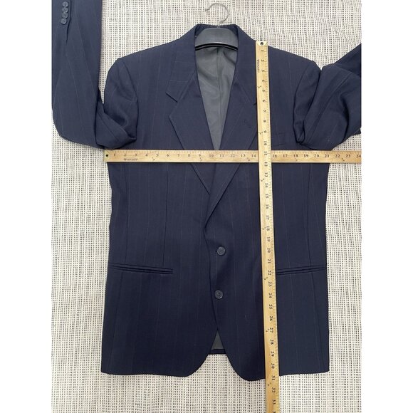 Man in Wool Navy Blue Pin Striped Blazer Pure Wool 44 - Picture 7 of 7